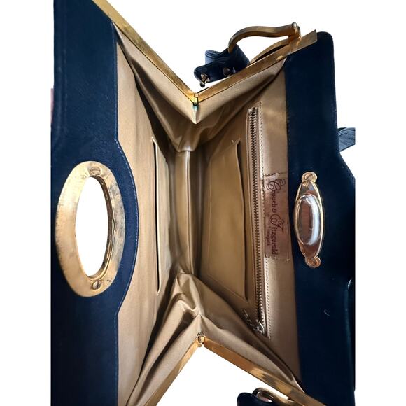 VTG Crouch & Fitzgerald Black Suede Frame Bag & Adjustable Strap – 1950s Classic - Picture 6 of 9